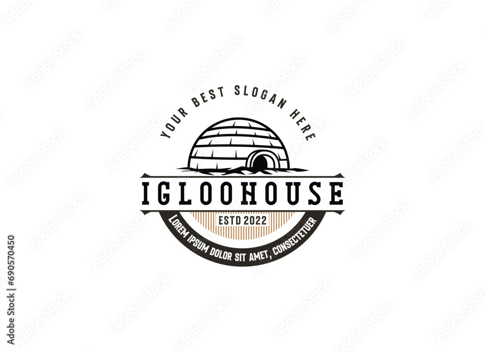 igloo house logo line art vector vintage simple illustration template icon graphic design. traditional house of eskimo people sign or symbol building culture concept - obrazy, fototapety, plakaty 