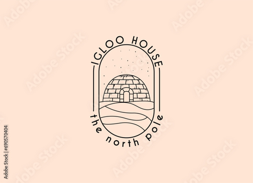 igloo house logo line art vector vintage simple illustration template icon graphic design. traditional house of eskimo people sign or symbol building culture concept