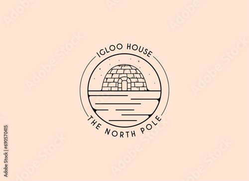 igloo house logo line art vector vintage simple illustration template icon graphic design. traditional house of eskimo people sign or symbol building culture concept