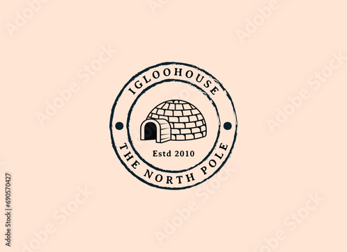 igloo house logo line art vector vintage simple illustration template icon graphic design. traditional house of eskimo people sign or symbol building culture concept