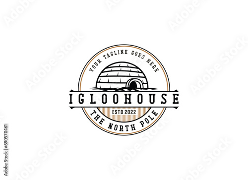igloo house logo line art vector vintage simple illustration template icon graphic design. traditional house of eskimo people sign or symbol building culture concept