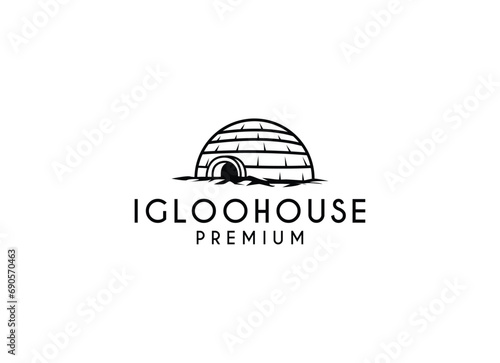 igloo house logo line art vector vintage simple illustration template icon graphic design. traditional house of eskimo people sign or symbol building culture concept