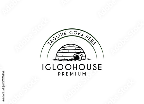 igloo house logo line art vector vintage simple illustration template icon graphic design. traditional house of eskimo people sign or symbol building culture concept