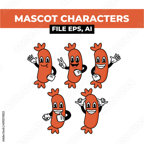 This asset features a cartoon character sausage with diverse facial expressions, perfect for use in emotive designs, educational materials, social media content, and storytelling visuals.