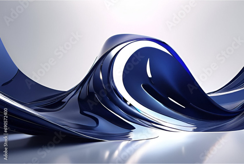 abstract blue wave background, Fluid Motion of Abstract Blue Waves. Generative AI.