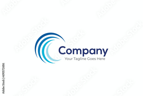 Blue Twirl Logo Abstract for Global Business Company Technology Network Modern and Minimalist Concept
