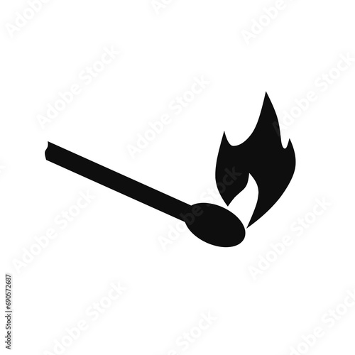 burning match icon vector on white background.matchstick icon