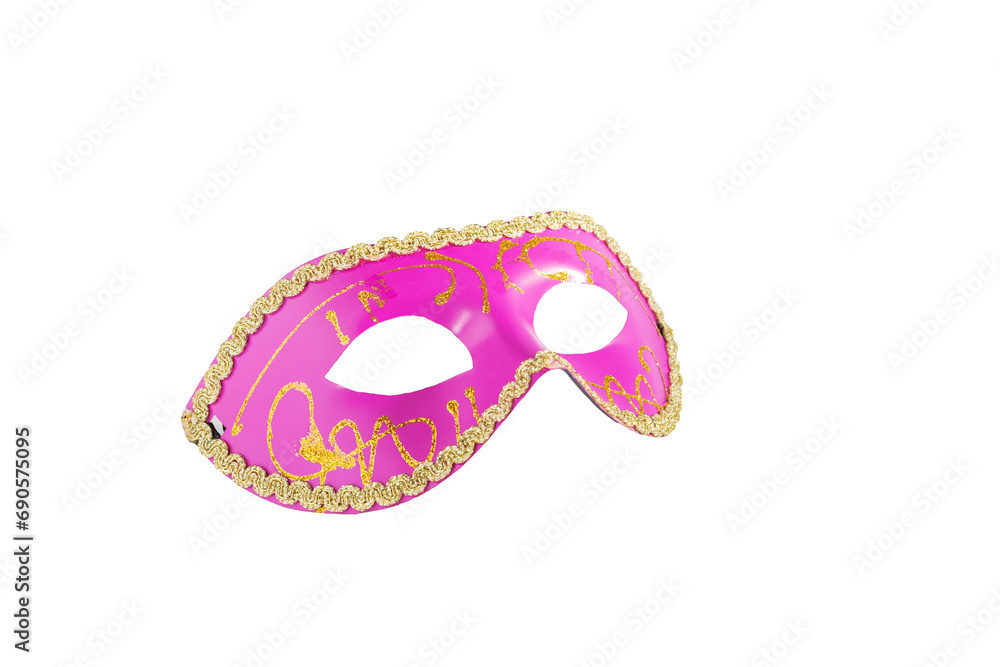 Fototapeta premium Carnival mask, pink vintage masquerade accessory isolated
