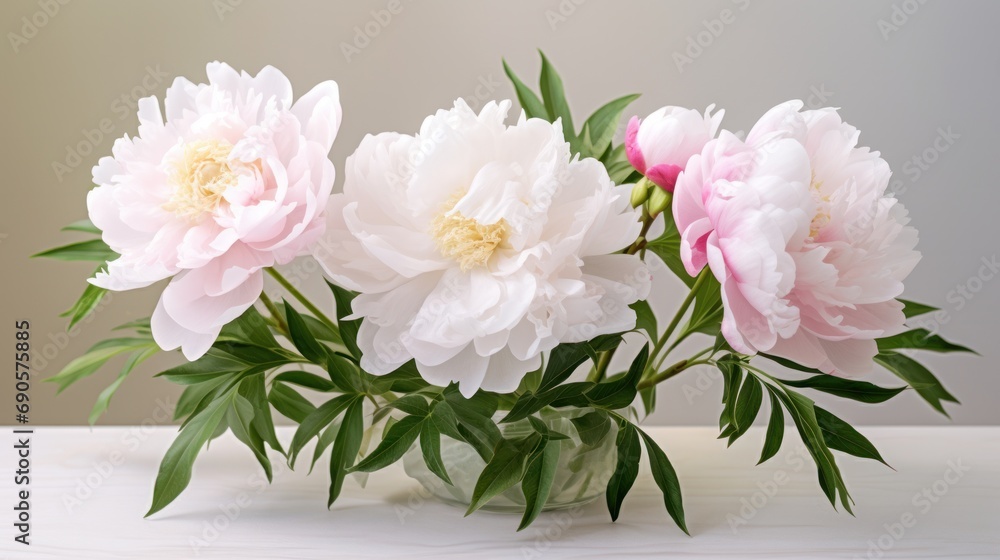 Obraz premium blank greeting card and beautiful peony flowers for greetings or invitations.
