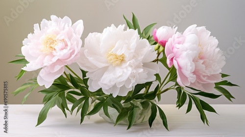 blank greeting card and beautiful peony flowers for greetings or invitations.
