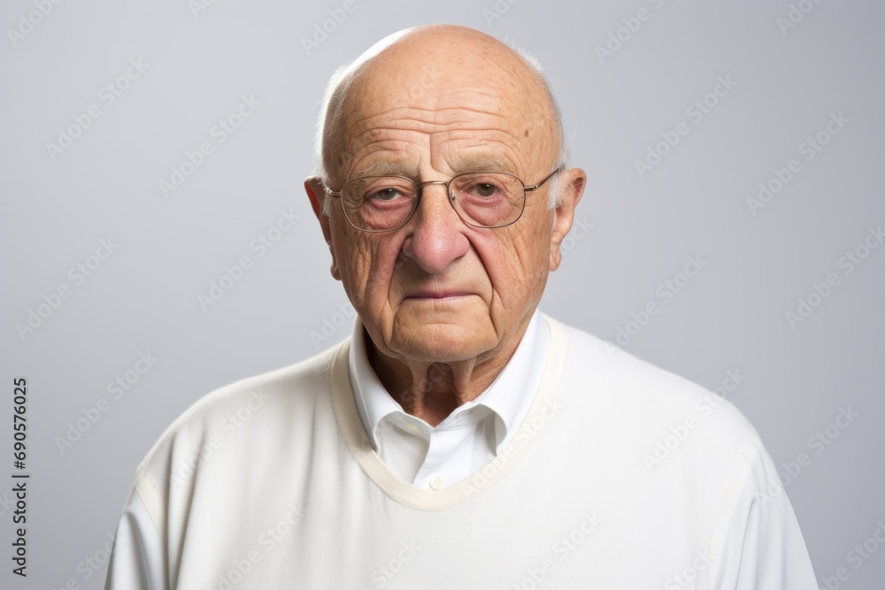 Portrait of an old man with glasses and a white t-shirt Portrait of an old man with glasses and a white t-shirt