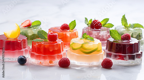 fruit jelly dessert on a white table