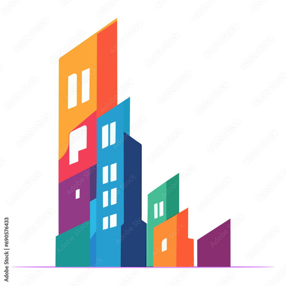 Colorful buildings, real estate logo design
