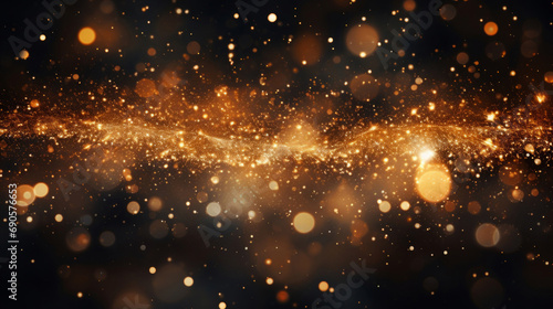 Golden particles, futuristic dance of glittering networks for tech brilliance. Symphony of interconnected brilliance in the digital galaxy. Technological wonder, sparkling gold ode to seamless connec photo