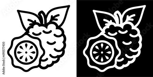 custard, apple fruit, food icon. Black icon. Black line logo photo