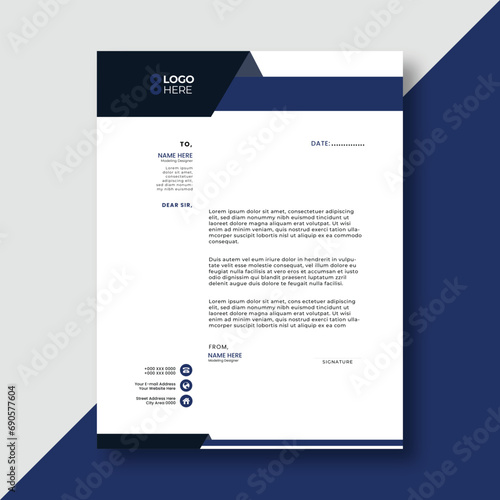 Stylish Corporate Letterhead with Vector Waves
