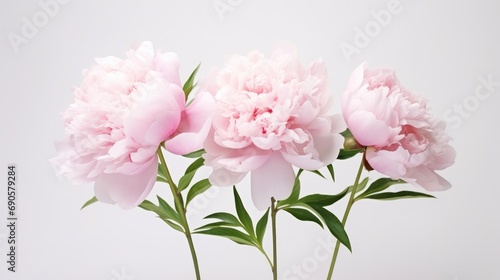 Greeting card with blank space and beautiful peony flowers.