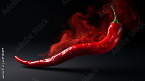 Red hot chili pepper with smoke. Isolated on white background
