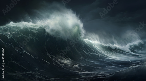 wave breaking, storm over water © Gunes