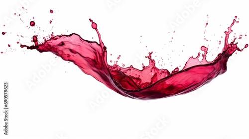Red wine splashes isolated on white background.