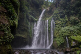 Tropical waterfall after an intense waterfall close to Mount Rinjani, Lombok island, indonesia