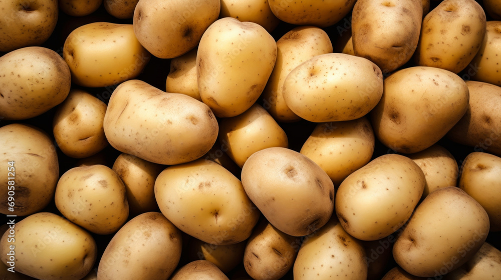 Healthy, natural and clean potato background in studio for farming, organic produce and lifestyle. Fresh, summer food and health meal closeup for eco farm market, fibre diet and vegetable agriculture Healthy, natural and clean potato background in studio for farming, organic produce and lifestyle. Fresh, summer food and health meal closeup for eco farm market, fibre diet and vegetable agriculture