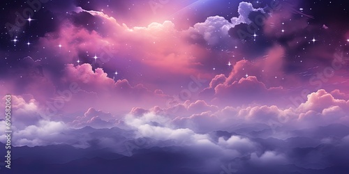Abstract starlight and pink and purple clouds stardust, blink, background, presentation, star, concept, magazine, powerpoint, website, marketing photo