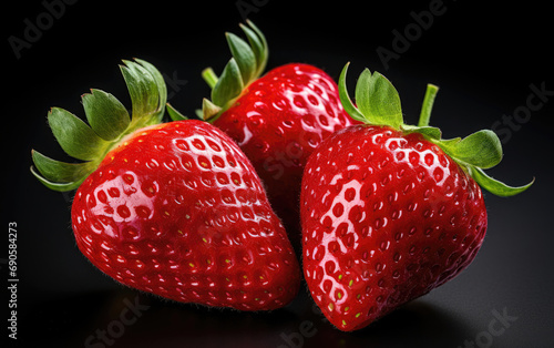 Wallpaper Mural Close-up of vibrant red strawberries with detailed seeds, contrasting against a dark background. Torontodigital.ca