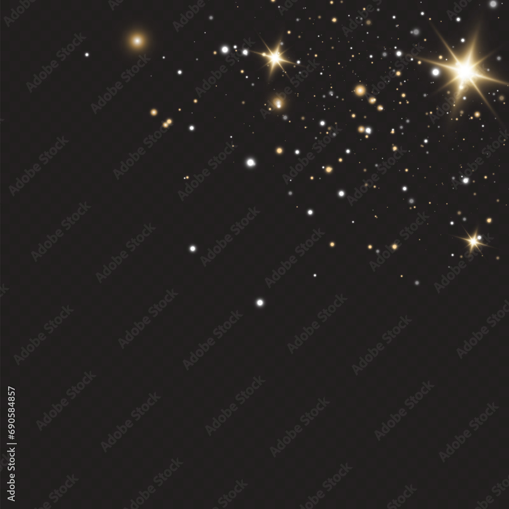 Gold glitter decoration isolated on a black background