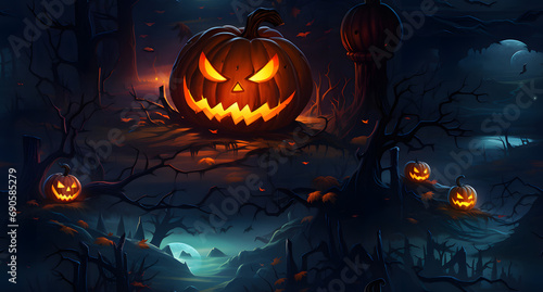 Halloween Ghost Pumpkin Evil Spooky Vector Generative Ai