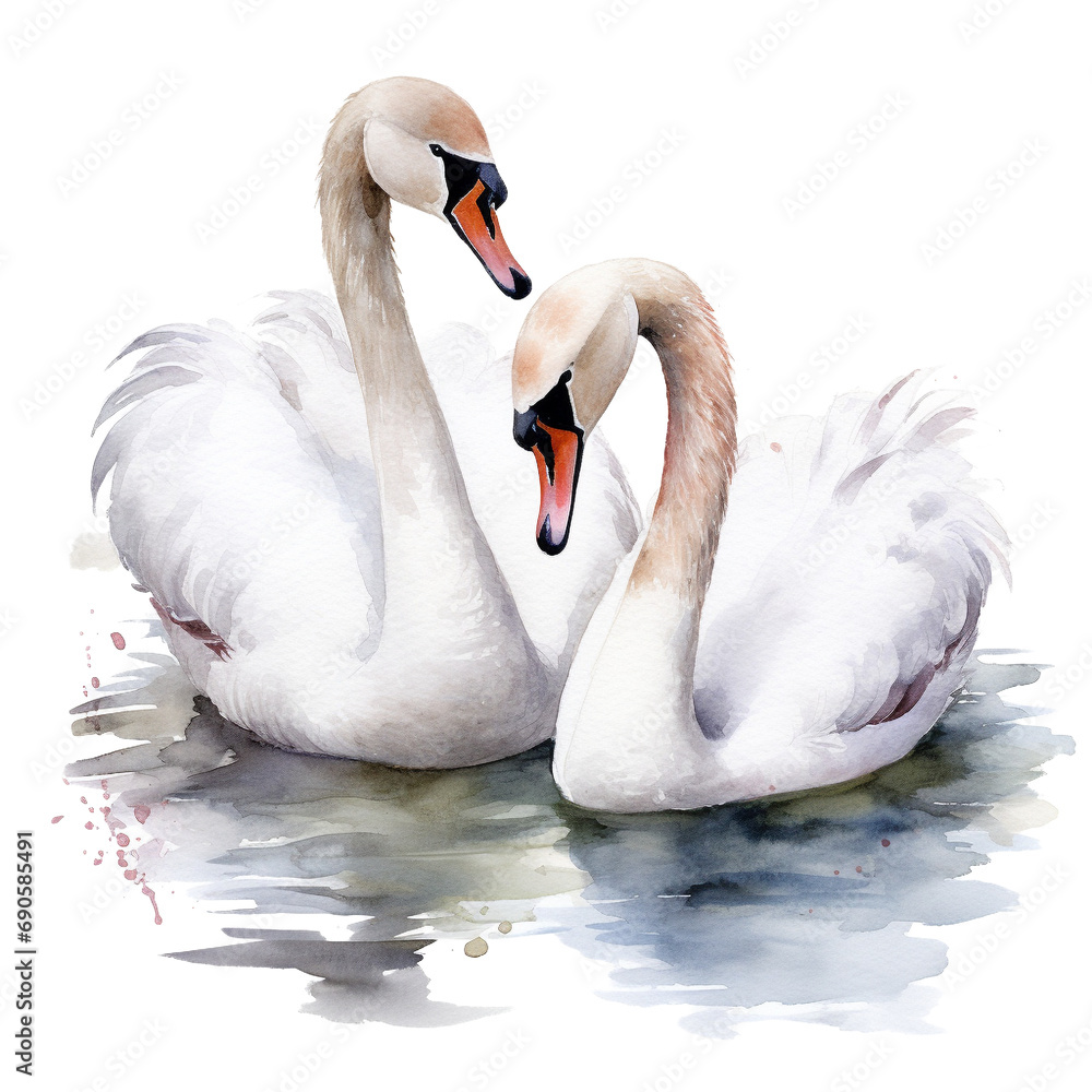 Fototapeta premium two swans on the water
