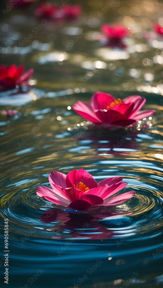 Pink Petals Reflecting on Calm Waters