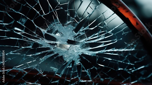 car glass broken in cracks abstract background