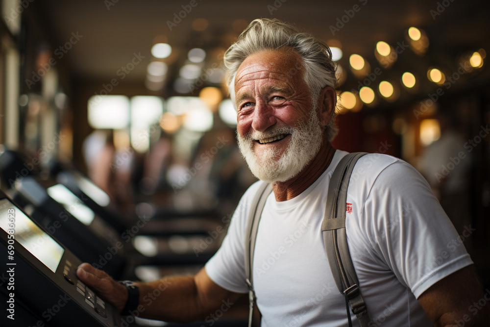 Portrait of stylish elderly man in gym Portrait of stylish elderly man in gym
