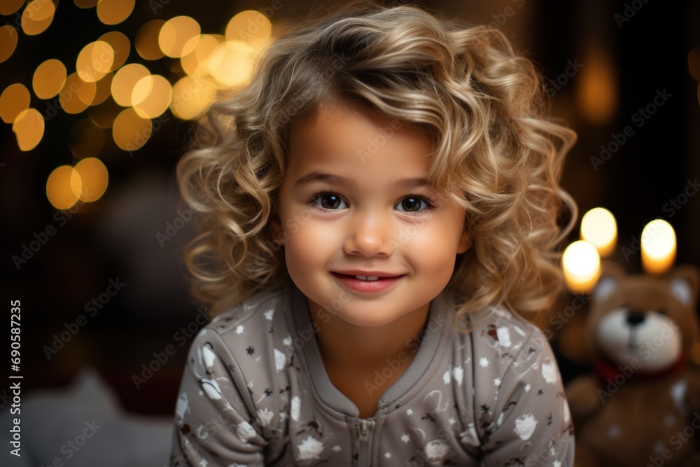 portrait of a little child in pajamas portrait of a little child in pajamas