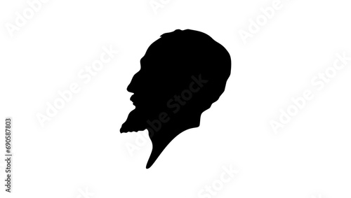 Gerolamo Cardano, black isolated silhouette