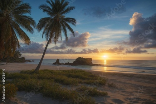 The Sun Is Setting on a Tropical Beach