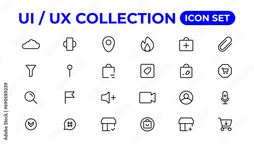 Ui ux icon set, user interface iconset collection. Ui ux icon set, user interface iconset collection.