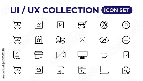 Ui ux icon set, user interface iconset collection.