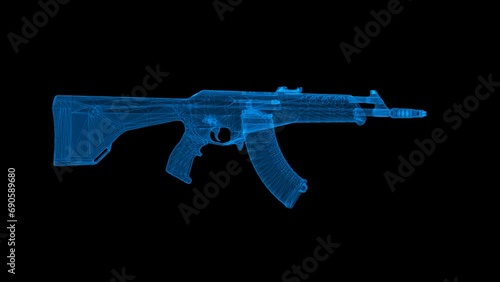 gun futuristic, wireframe gun, weapon technology, gun technology