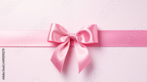 Pink ribbon bow holiday background.