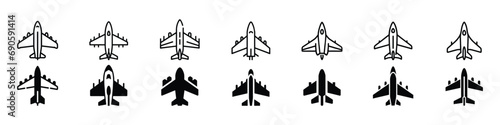 Jet Fighter Airplane Icon, Jet Fighter Airplane Silhouette Icon, plane Vector Icon or aero plane Icon For Apps, Fighter aircraft, Plane silhouette set Simple fighter plane airliner icon