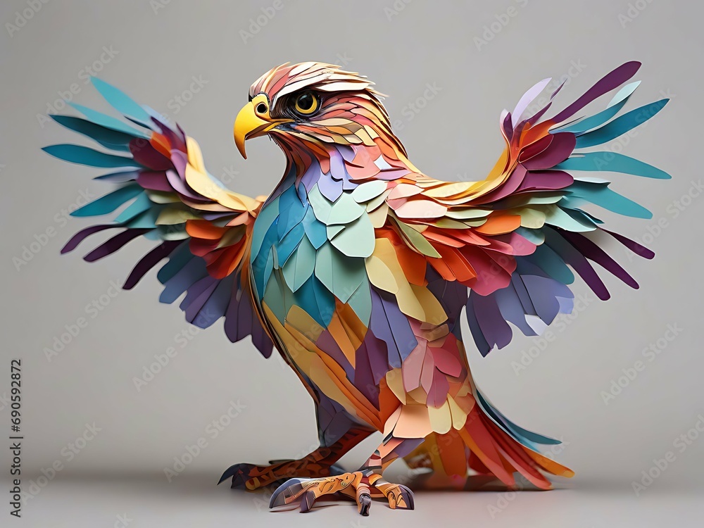 Obraz premium a bird hawk made of colored paper
