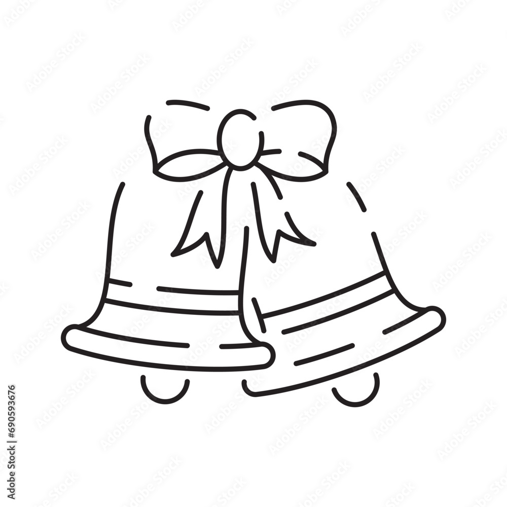 Christmas bell line icon. linear style sign for mobile concept and web design. Jingle bell outline vector icon. Symbol, logo illustration. Vector graphics Christmas bell line icon. linear style sign for mobile concept and web design. Jingle bell outline vector icon. Symbol, logo illustration. Vector graphics