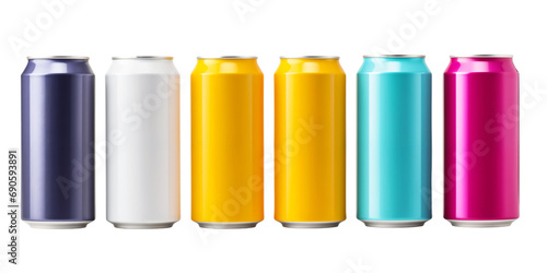 Collection of generic 330ml colorful aluminum cans png, isolated on transparent background, brandless soda or beer can for mockup, hd photo