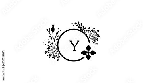 Luxury Circular Flower Plant Logo Y
