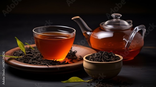 Da Hong Pao Oolong tea with copy space, high quality, product photography