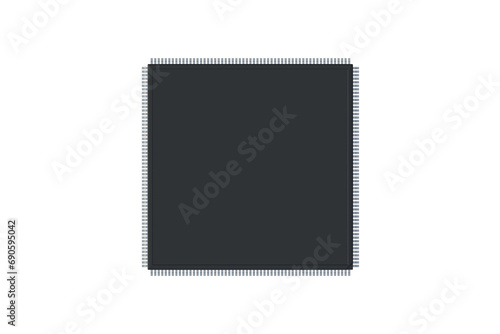 Microchip isolated on white background. Electronic components. Top view. 3d render