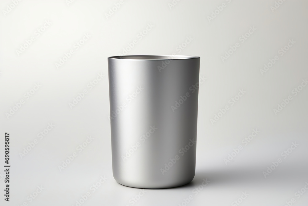 stainless steel glasses on a table. Generative Ai stainless steel glasses on a table. Generative Ai