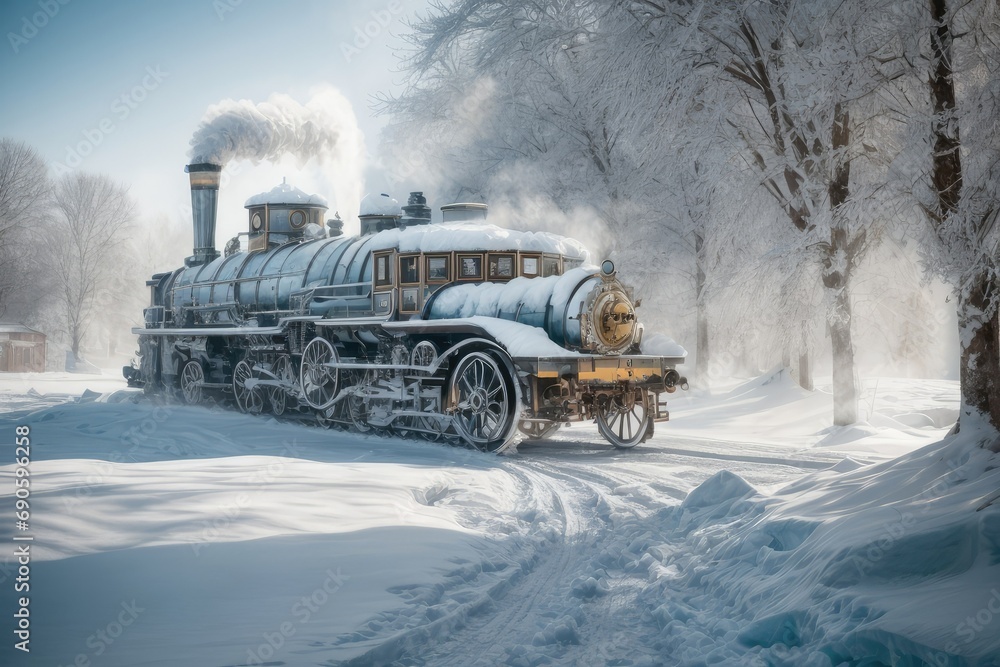Winter landscape, steampunk Winter landscape, steampunk